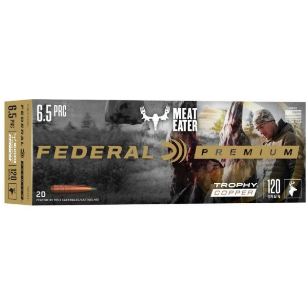 Federal Trophy Copper Rifle Ammunition 6.5 PRC 120 gr TC 3100 fps 20/ct