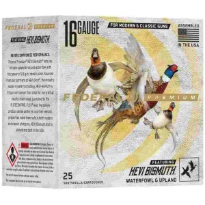 Federal Premium HEVI-Bismuth Shotshells 16ga 2-3/4" 1-1/8oz 1400 fps #4 25/ct