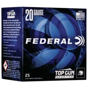 Federal Top Gun Sporting Shotshells 20ga 2-3/4" 7/8 oz 1250 fps #7.5 25/ct