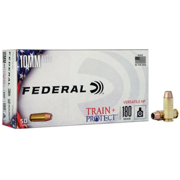 Federal Train + Protect Handgun Ammunition 10mm Auto 180gr VHP 1175 fps 50/ct