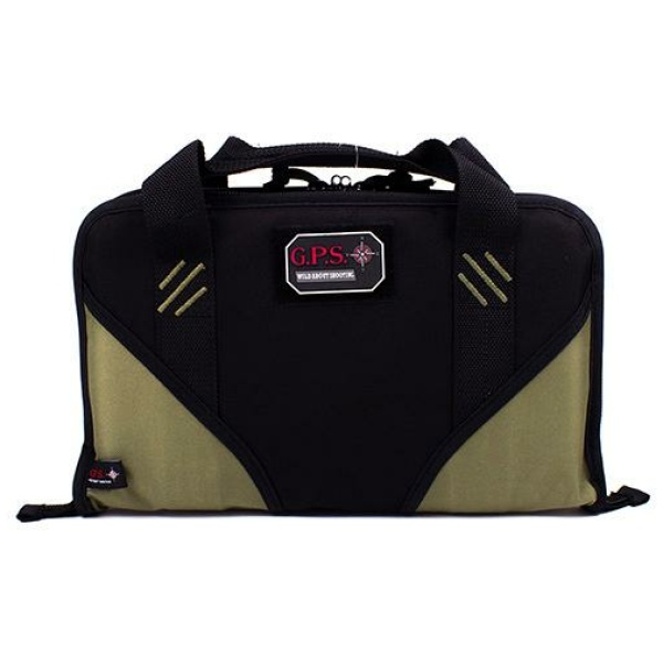 G-Outdoors Large Memory Foam Case with Magazine Back Pockets- Green/Black