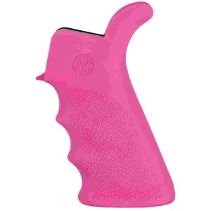 Hogue AR-15/M-16 Rubber Beavertail Grip with Finger Grooves-Pink
