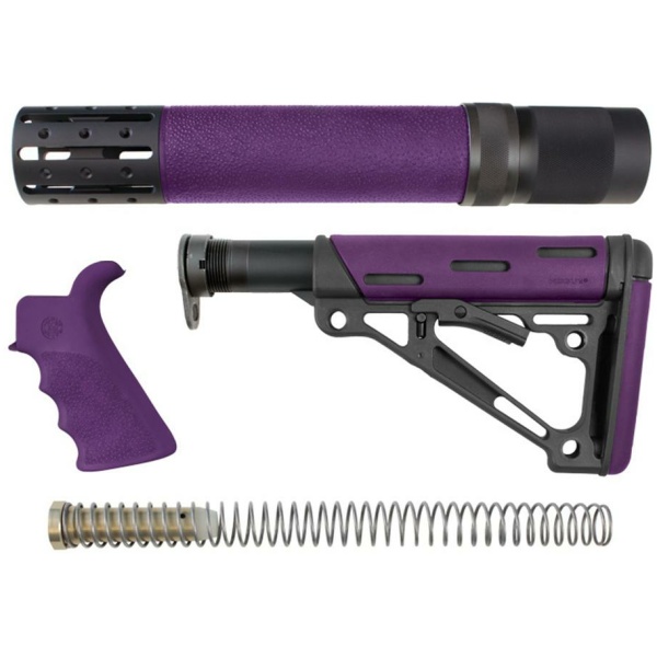 Hogue AR-15/M16 Kit Overmolded Beavertail Grip & Collapsible Mil-Spec Buffer Tube Buttstock Purple