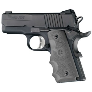 Hogue 1911 Officer Rubber Handgun Grips with Finger Grooves Slate Grey