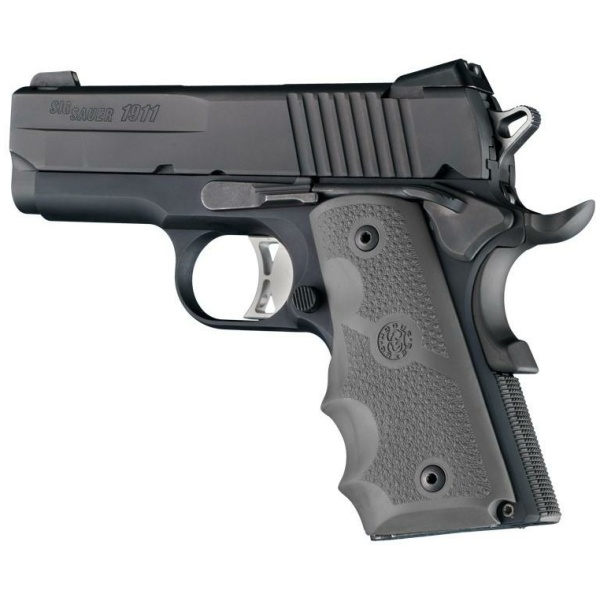 Hogue 1911 Officer Rubber Handgun Grips with Finger Grooves Slate Grey