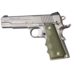 Hogue 1911 Govt. Model Grip with Finger Grooves - OD Green Rubber