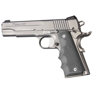 Hogue 1911 Gov't Rubber Handgun Grips with Finger Grooves Slate Grey