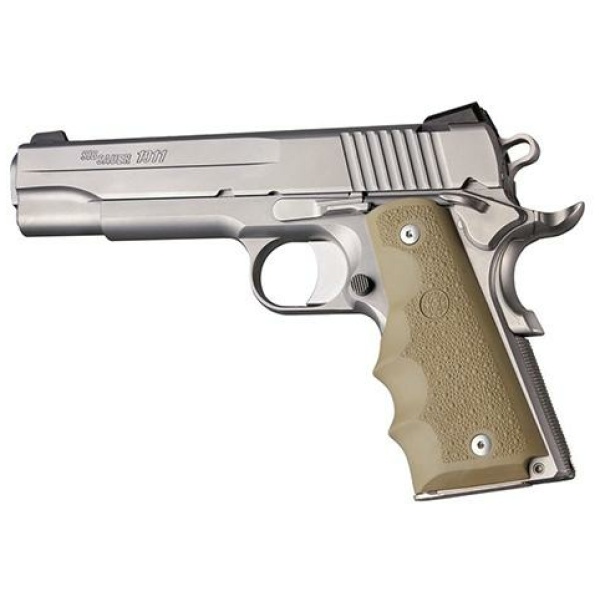 Hogue 1911 Govt. Model Flat Dark Earth Rubber Grip with Finger Grooves