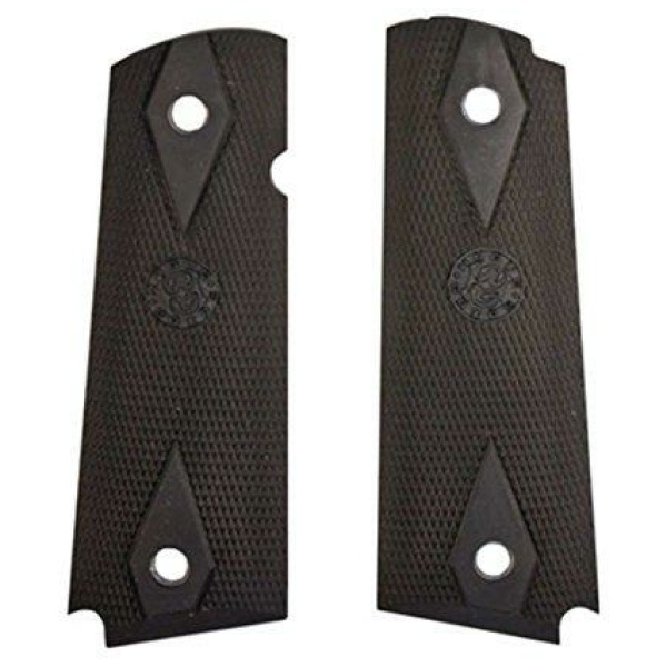 Hogue Colt Government Grips .45 1911 Rubber Grips Panels Checkered with Diamonds  - Black
