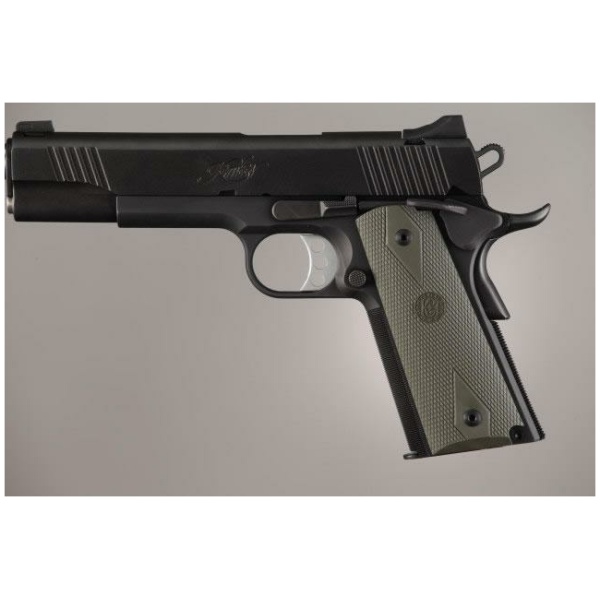 Hogue Colt Government Grips .45 1911 Rubber Grips Panels Checkered with Diamonds - OD Green