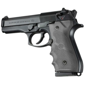Hogue Rubber Handgun Grips with Finger Grooves Slate Grey for Beretta 92/96