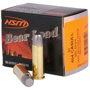 HSM Bear Load Hard Cast Handgun Ammunition .454 Casull 325gr WFN 1330 fps 20/ct