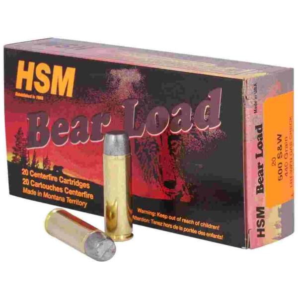 HSM Bear Load Lead Handgun Ammunition .500 S&W 440gr WFN 1500 fps 20/ct