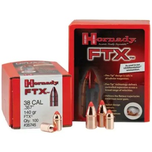 Hornady FTX Handgun Bullets .38 cal .357 Mag .357" 140 gr FTX 100/ct