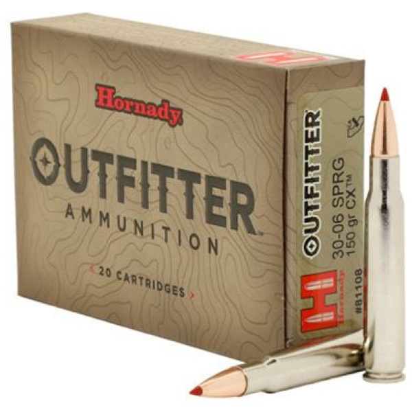 Hornady Outfitter Rifle Ammunition .30-06 Sprg 150gr CX OTF 3000 fps 20/ct