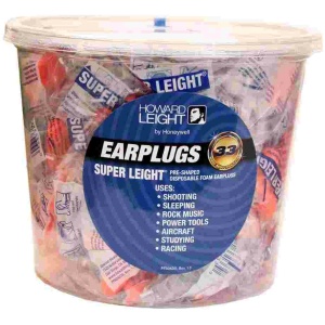 Howard Leight Super Leight Ear Plugs Pre-Shaped Foam Coral Ear Plugs 33dB 100/pr Uncorded Tub