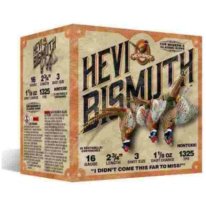 HEVI-Shot HEVI-Bismuth Upland Shotshells 16ga 2-3/4" 1-1/4oz 1325 fps #3 25/ct