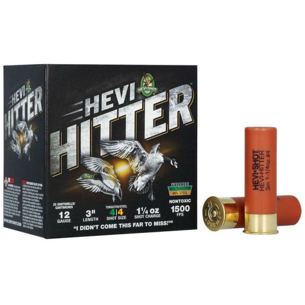 HEVI-Shot HEVI-Hitter Tungsten/Steel Shotshells 12ga 3" 1-1/4oz 1500 fps #4 25/ct
