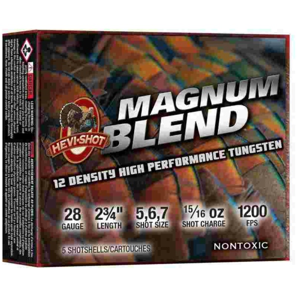 Hevi-Shot Magnum Blend Shotshells 28ga 3" 1oz 1200 fps #5/#6/#7 5/ct