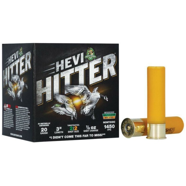 HEVI-Shot HEVI-Hitter Tungsten/Steel Shotshells 20ga 3" 7/8oz 1450 fps #2 25/ct