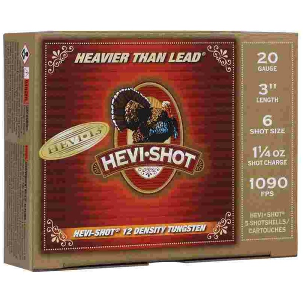 HEVI-Shot HEVI-13 Turkey Shotshells 20ga 3" 1-1/4oz 1090 fps #6 5/ct