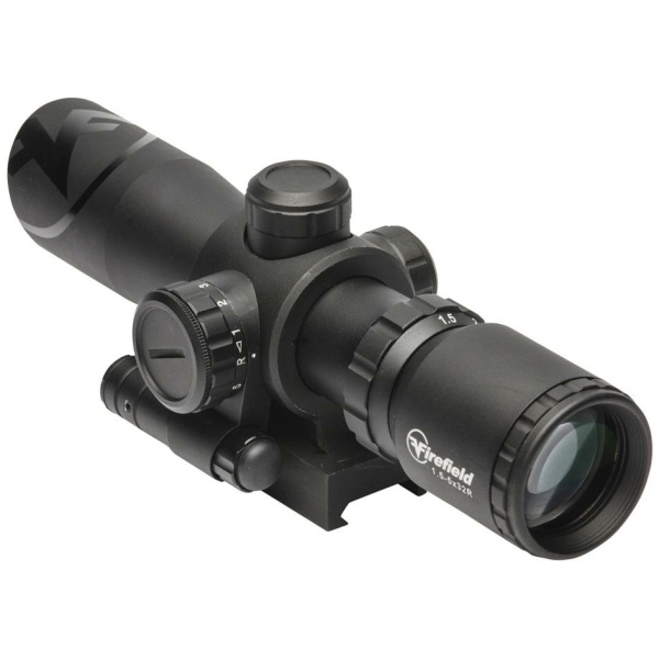 Firefield Barrage Riflescope with Red Laser -  1.5-5x32 Illuminated Mil-Dot Reticle Black Matte