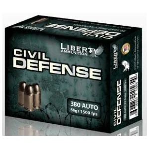 Liberty Civil Defense Handgun Ammunition .380 Auto 50 gr SCHP 1500 fps 20/ct