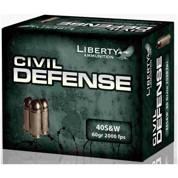 Liberty Civil Defense Handgun Ammunition .40 S&W 60 gr SCHP 2000 fps 20/ct