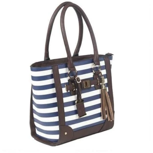 Bulldog Tote Style Purse w/Holster - Navy Stripe