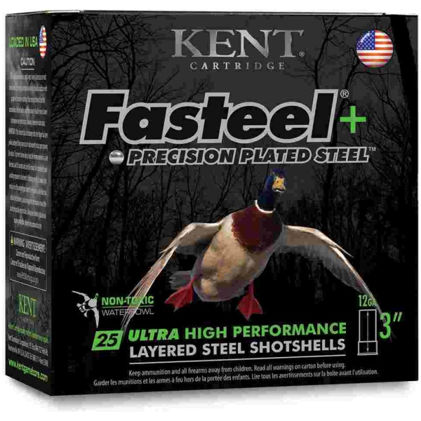 Kent Fasteel + Precision Plated Steel Waterfowl Shotshells 12ga 3" 1-1/4oz 1450 fps  #4 & #6 25/ct