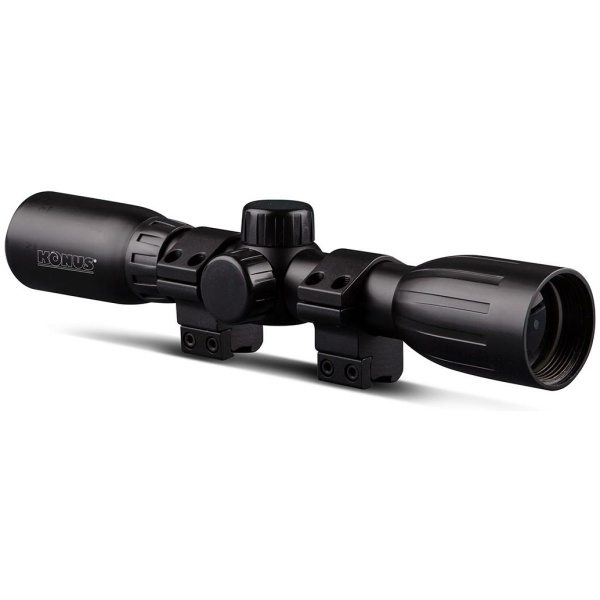Konus KONUSFIRE 4x32mm Rifle Scope w/.22 Dovetail Mounting Rings 30/30 Reticle Black Matte