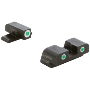 Ameriglo Green Tritium w/ White Front Green Tritium w/ White Rear 3 Dot Sight Hellcat Standard
