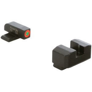Ameriglo Green Tritium Orange Outline Front Black Serrated Rear Sight Hellcat Standard