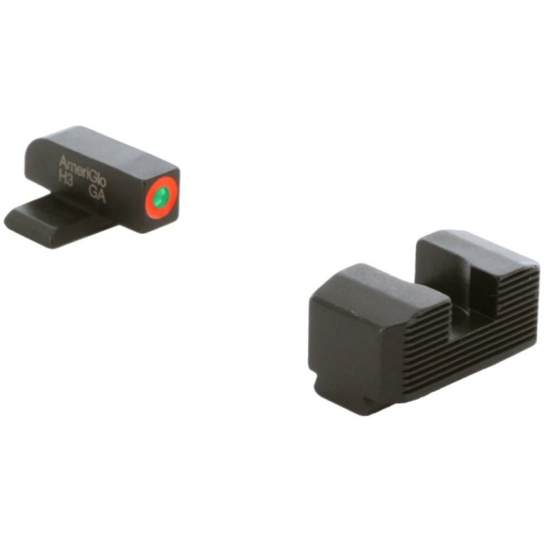 Ameriglo Green Tritium Orange Outline Front Black Serrated Rear Sight Hellcat Standard