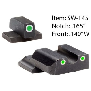 Ameriglo Classic Style Night Sight Set for S&W M&P Shield / Front Tritium - Green / Front Outline - White / Rear Tritium - Green / Rear Outline  White
