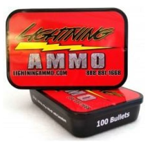Lightning Ammo Rifle Bullets .22 Cal .224" 55 gr FMJ-BT w/c  100/ct Tin