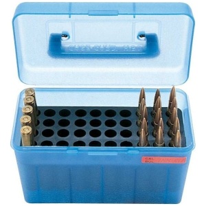 MTM Deluxe H-50 Series Rifle Ammo Box Clear Blue