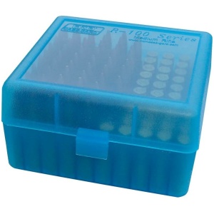 MTM Flip Top Ammo Box for 22-250/.243/.308 Win/.220 Swift 100 Rounds Clear Blue