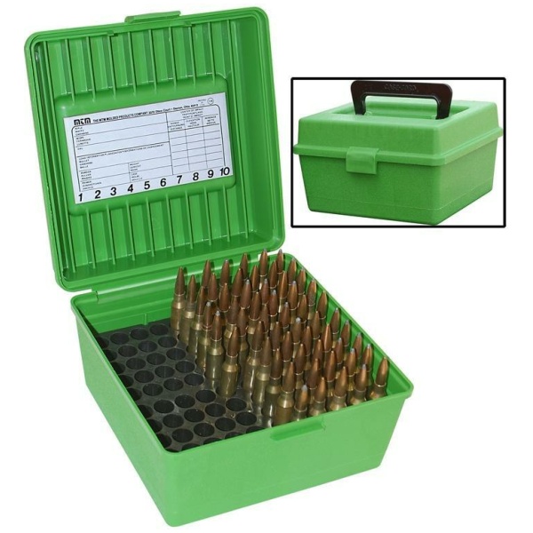 MTM Deluxe R-100 MAG Series Rifle Ammo Box 100 Rounds Green