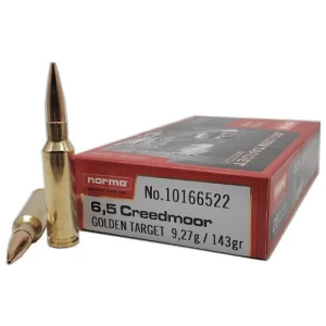 Norma Golden Target Rifle Ammunition 6.5 Creeedmoor 130gr BTHP 2851 fps 20/ct