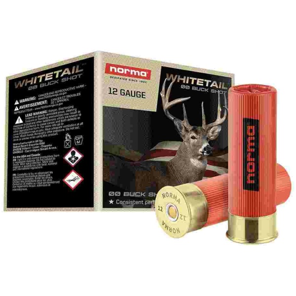 Norma WHITETAIL Shotshells 12ga 2-3/4" 9 Pellet 1345 fps #00 25/ct
