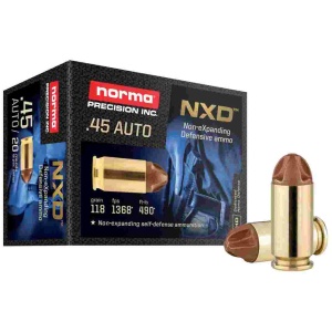 Norma NXD Handgun Ammunition .45 Auto 118gr NXD 1368 fps 20/ct