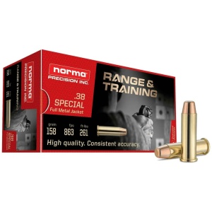 Norma Range & Training Rifle Ammunition .38 Spl 158gr FMJ 863 fps 50/ct