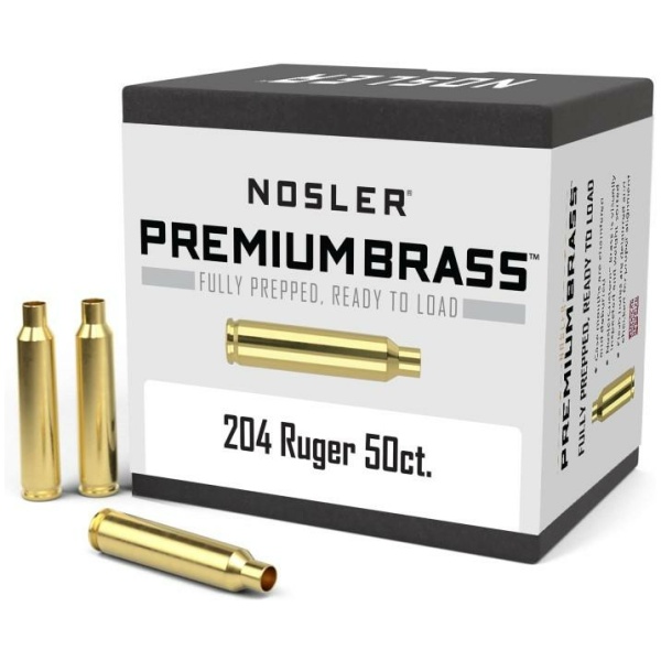 Nosler Unprimed Brass Rifle Cartridge Cases .204 Ruger 50/ct