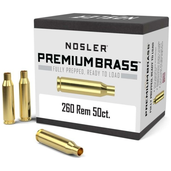 Nosler Unprimed Brass Rifle Cartridge Cases 50/ct .260 Rem