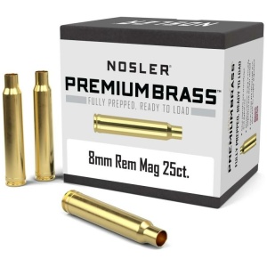 Nosler Unprimed Brass Rifle Cartridge Cases 25/ct 8mm Rem Mag