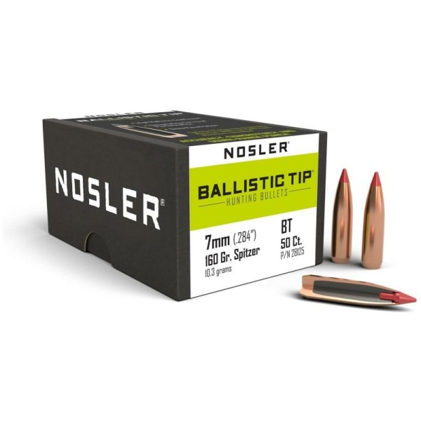 Nosler Ballistic Tip Hunting Bullets 7mm .284" 160gr 50rd/box