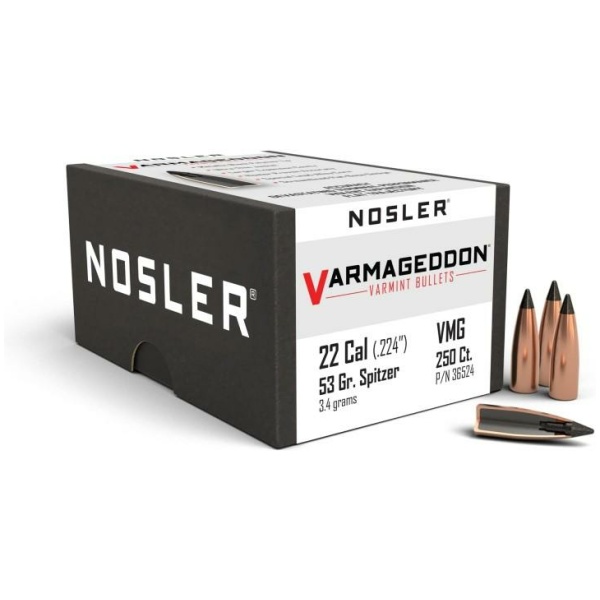 Nosler Varmageddon Bullets .22 cal .224" 53 gr FB-TIPPED 250/ct