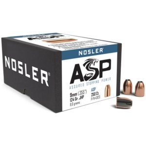 Nosler Sporting Handgun Pistol Bullets 9mm .355" 124 gr JHP 250/ct