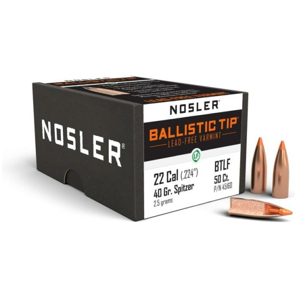 Nosler Ballistic Tip Lead Free Varmint Rifle Bullets .22 cal .224" 40 gr SPTFB-BTLF 100/ct